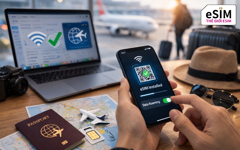 Chuẩn bị và cài đặt đúng cách giúp eSIM du lịch hoạt động ổn định khi ra nước ngoài.